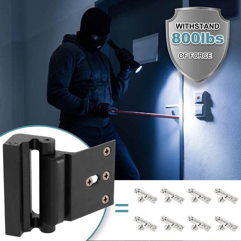 2 Pack Door Reinforcement Lock for Home Security Door Lock Child Night Lock Black Door Locks Proof Tamper Resistant Easy to Install Door Latch Device Aluminum Construction Withstand 800 lbs | Childproof Door Lock; Prevent Kick In Entry; Block Outside O...