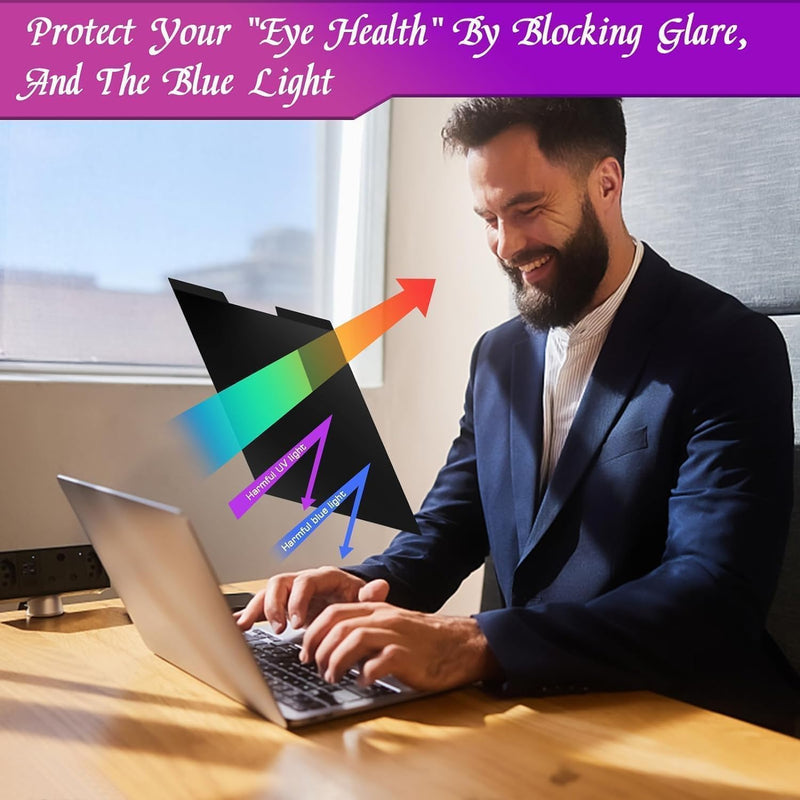 PYS Magnetic Laptop Privacy Screen 14 Inch 16:9 - Laptop Screen Privacy Shield, Anti-Blue Light, Anti-Glare Filter, Removable Screen Protector Black