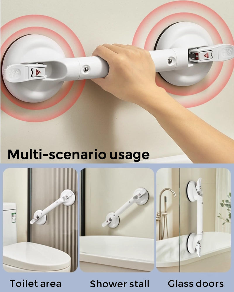 Heavy Duty Grab Bars for Bathtubs and Showers, 300-pound Weight Capacity, 17in Suction Shower Grab Bars for Seniors, No Drilling Waterproof(Gray) Gray