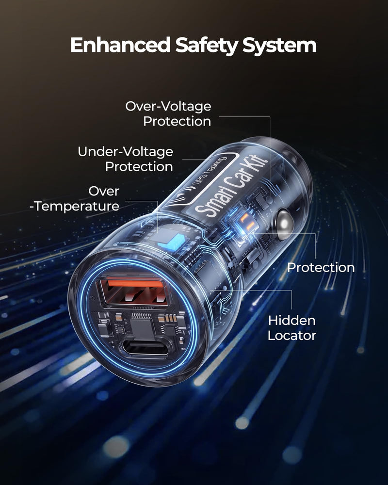 USB C Car Charger,GPS Tracker for Vehicles Cigarette for iOS Find My | 2-Port 40W Super Fast Charging Hidden Portable GPS Tracker Anti-Theft (iOS Only),No Monthly Fee Subscription-Grey Grey