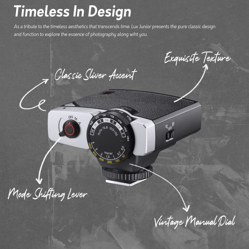 Godox Lux Junior Retro Camera Flash Speedlite | GN12, 6000K fixed color temp, auto & manual mode, S1/S2 optical sync, compatible with Canon, Nikon, Sony, Fuji, Olympus