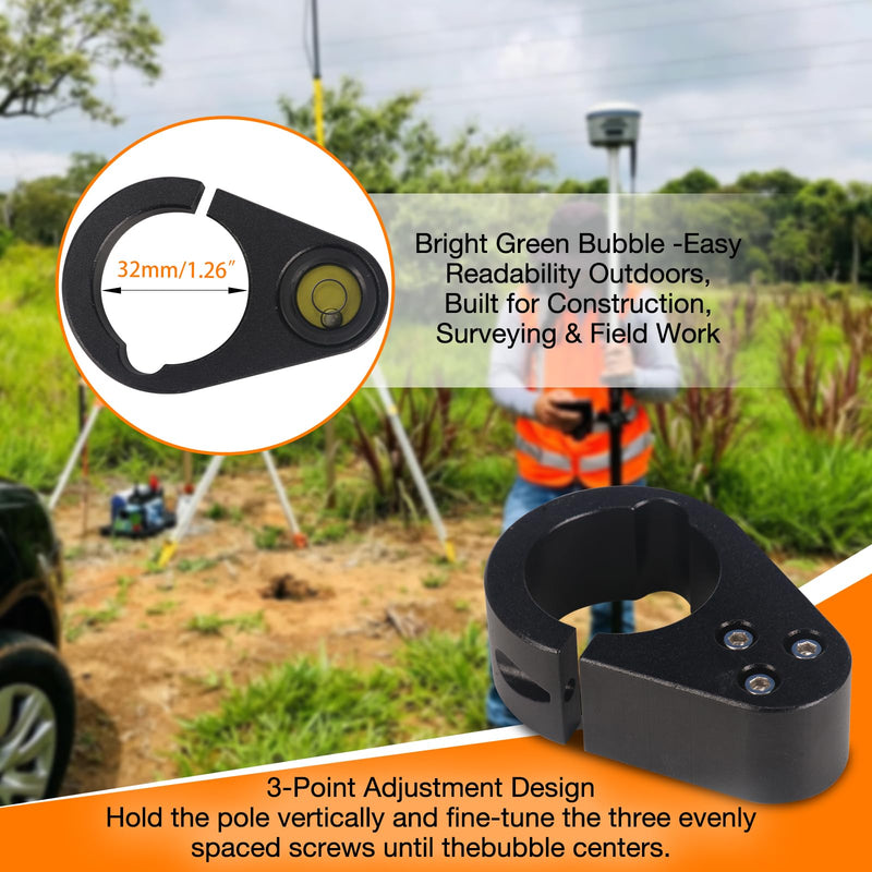GPS Pole Level, Rod Level Vial for 1.25" OD (32mm) (40 Minute) for Carbon fiber Aluminum GPS poles 1.25" OD (32mm)