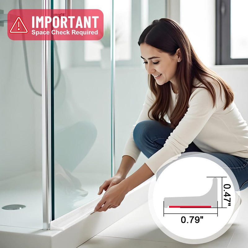 Shower Threshold Water Dam Guard - Self-Adhesive Silicone Waterproof Barrier, Leak-Proof, Flexible, Easy Installation, Customizable Length for Showers, Bathtubs, Sinks, and Countertops by Hzetuu 98inch Transparent