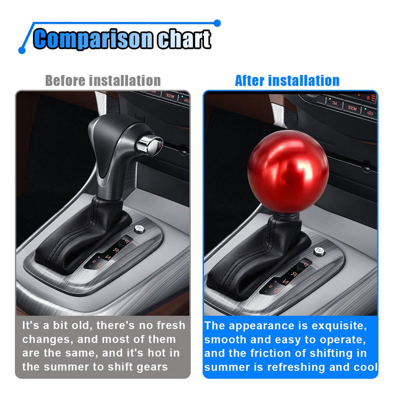 Car Round Ball Gear Shift Knob, Aluminum Alloy Gear Shift Stick Head for Most Manual Vehicles with 3 Adapters M8, M10, M12 (Red) Red