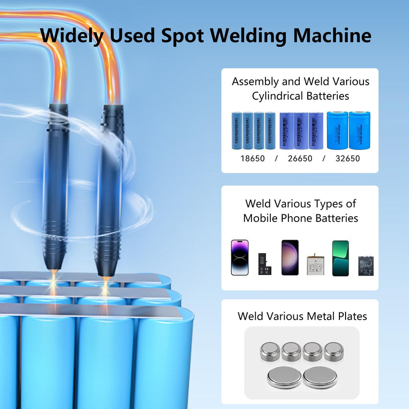 Battery Spot Welder, 8000mah Portable Handheld Spot Welder with LCD Screen, 99 Gears Pulse Adjustable Spot Welding Machine 0.1mm-0.25mm for Iron, Stainless Steel, Nickel Strip, 18650 Battery Pack