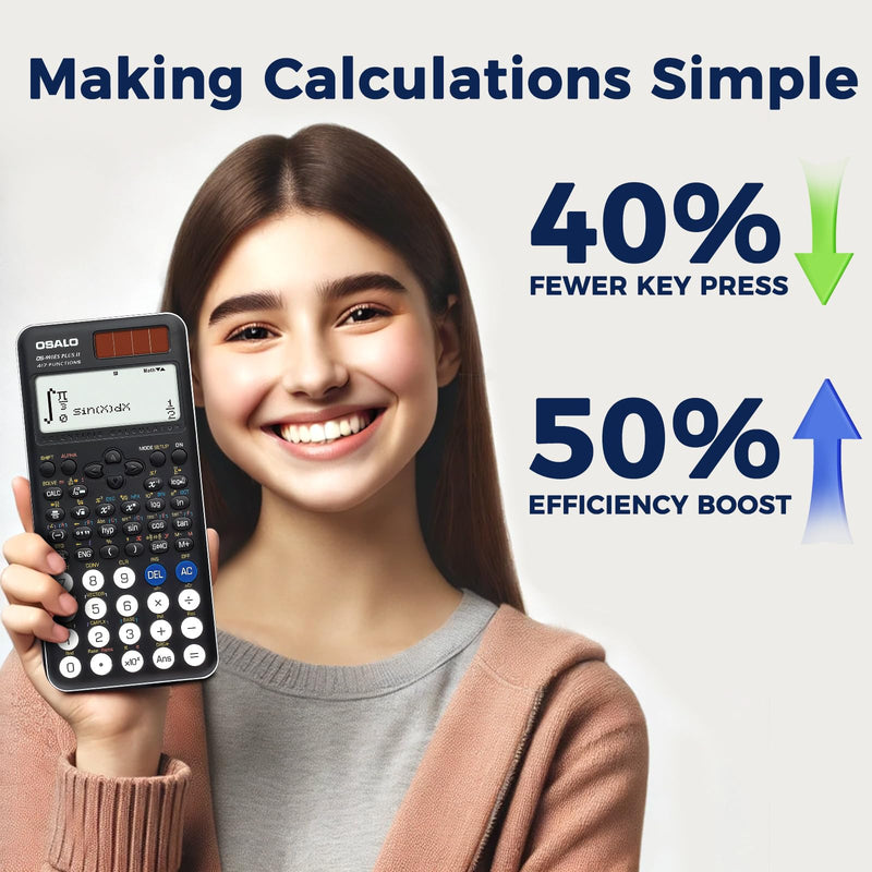 OSALO Scientific Calculator 417 Function 2 Line Solar and Battery Desktop Calculator Extra Large Accounting Calculators