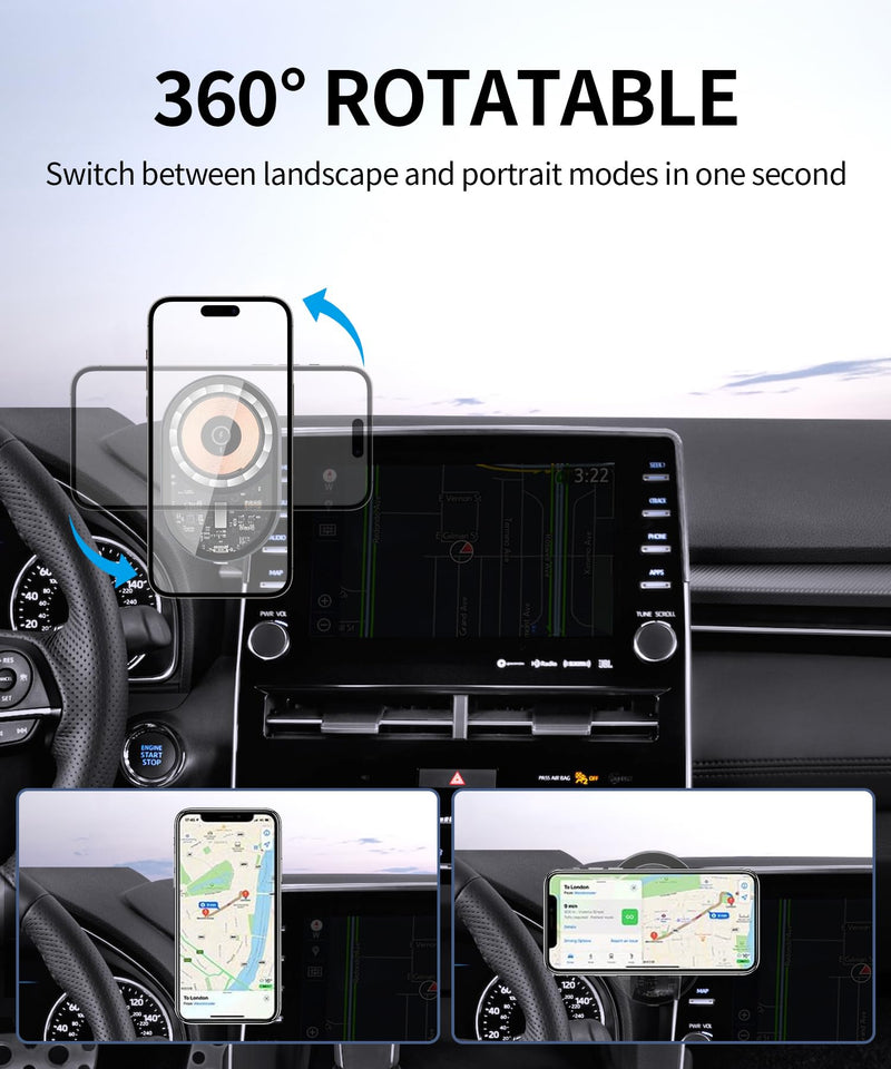 Wireless Charging Car Phone Holder for Toyota Avalon 2019-2022, 9" Screen | Magsafe Accessories Fast Charging Magnetic Cell Phone Holder Clip Compatible with iPhone Android, 3D Fit Vehicle Phone Stand