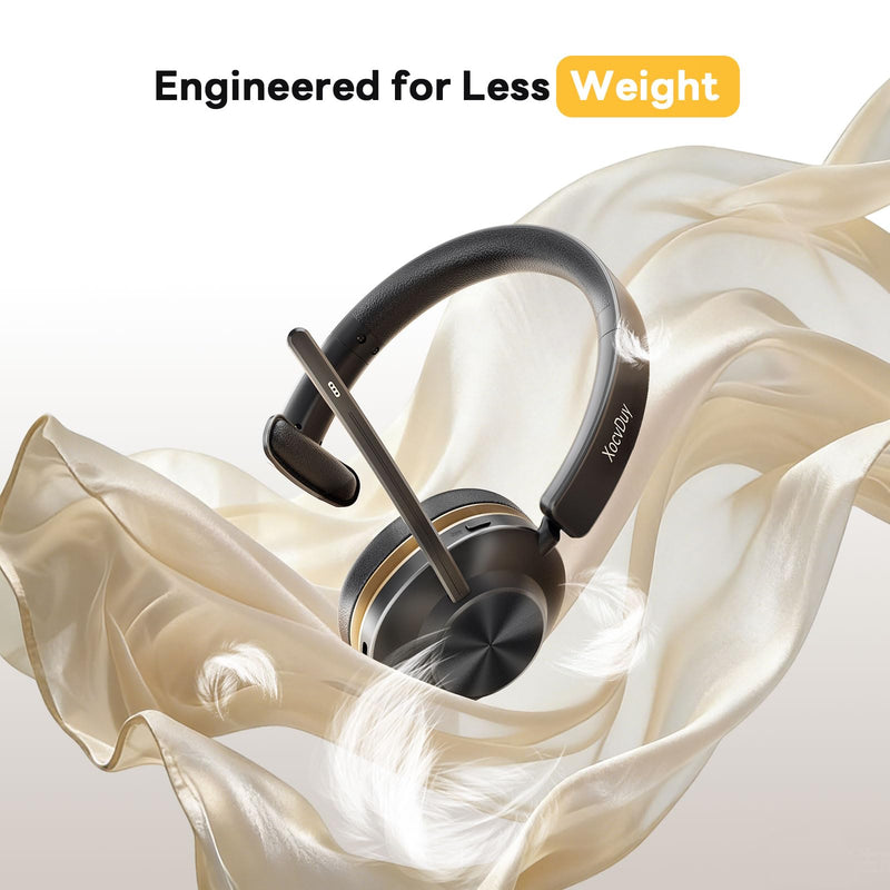 Bluetooth Headset, Wireless Headset with Mic for Work, Bluetooth 5.3, Wireless Headphones with AI Noise Cancelling Microphone (Clear Calls & Mic Mute), USB Dongle, for Computer/PC/Laptop/Zoom Black