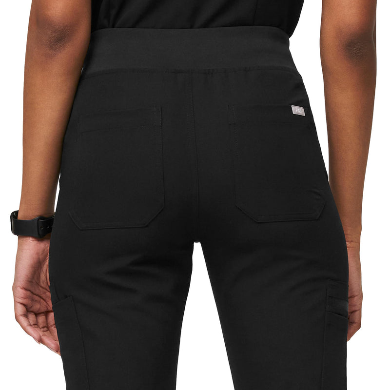 FIGS YOLA High Waisted Skinny Scrub Pants for Women — 11 Pockets, 4-Way Stretch, Yoga Waistband Regular Medium Black