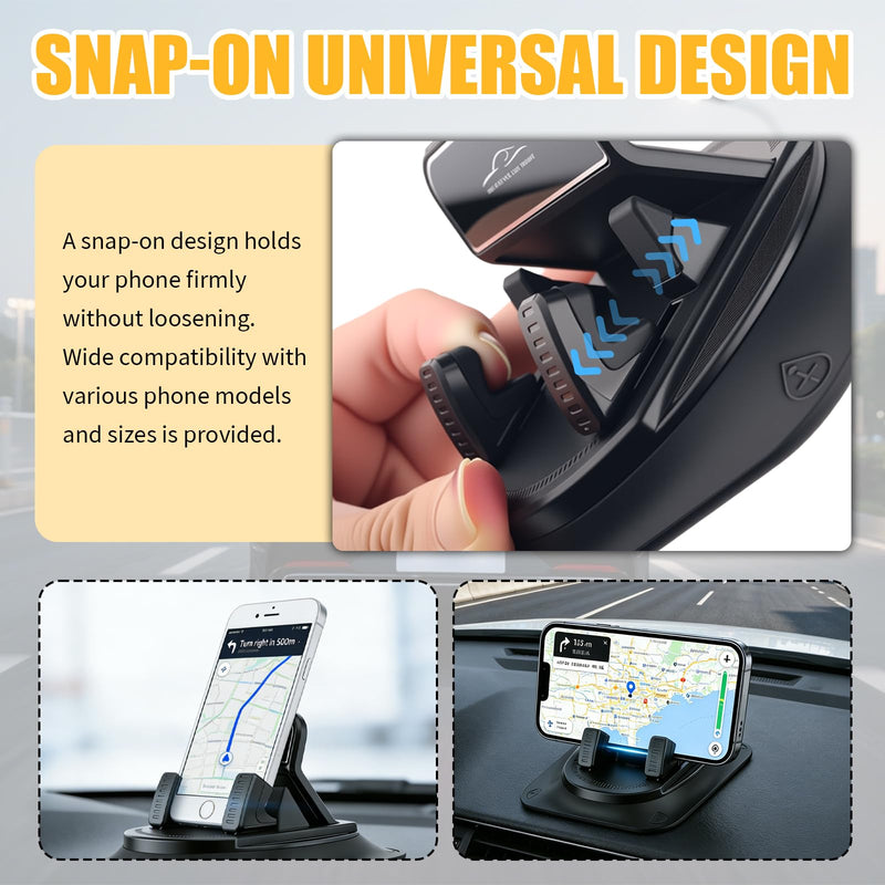 360° Rotatable Car Dashboard Phone Holder Anti-Shake | Super Strong Self-Adhesive Car Phone Holder Compatible with iPhone Samsung,Cars Phones Mount Anti-Fall for Bumpy Roads