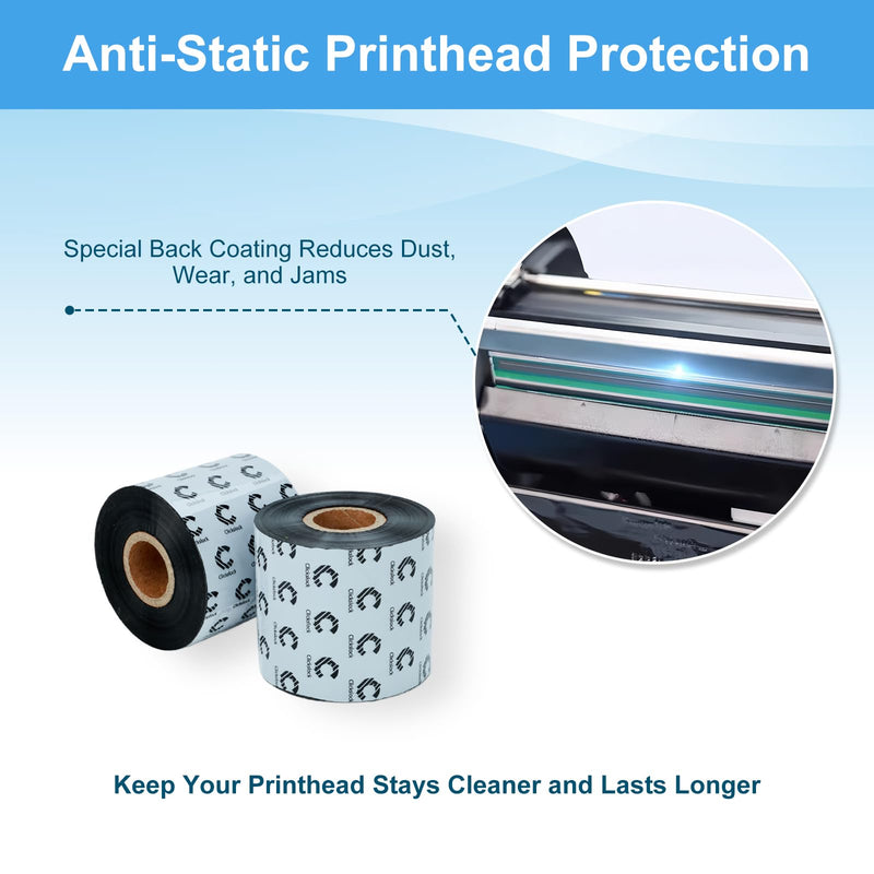 Premium Enhanced Wax Thermal Transfer Ribbon, 4.33" x 1476', 1 Roll | 110mm x 450m Black Barcode Label Ribbon with 1" Core for Zebra, Tsc, Godex, Citizen and Compatible Industrial Printers 1 Roll - 4.33''x1476'