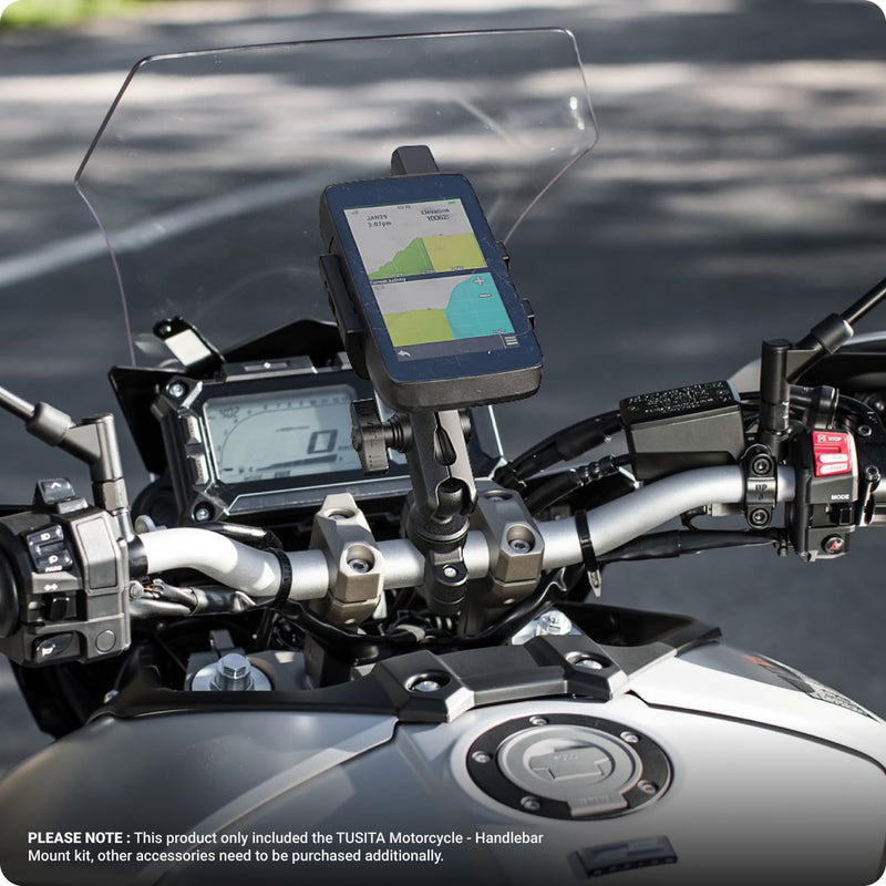TUSITA Motorcycle GPS Mount Compatible with Garmin Montana, Zumo XT GPS - Handlebar Base with Medium Double Socket arm Medium Arm