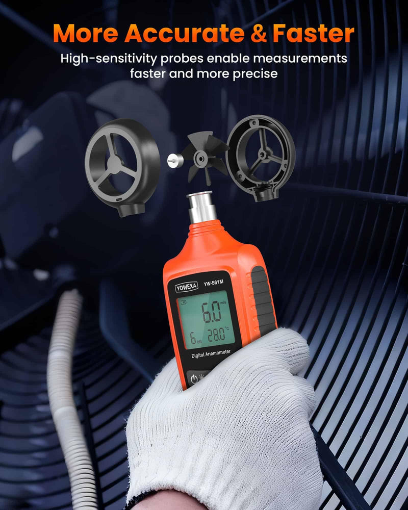 Digital Anemometer, YOWEXA Portable Wind Speed Meter with Backlight Screen, Air Flow Tester Supports Wind Chill Alert, Wind Checkers for Hunting HVAC Drone Sailing Golf Shooting Basic
