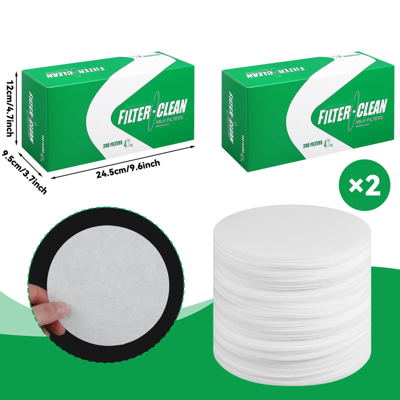 Hahafelt 400 Pack Milk Filter Discs Quick Flow Non-gauze Small 4-9/16" Od Replacement Filters Disks for Raw Milk Strainer 200 Discs Per Box
