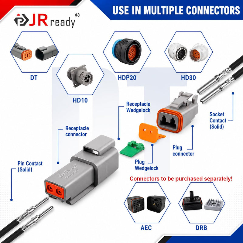 Deutsch Connector Pins and Sockets,Barrel Style Contact Pin Kit16-20AWG,13A | ST6364-050 Male and Female Solid Terminals Connectors, 50 Pairs Sizes 16 Deutsch Contact Kit 0460-202-16141P/0462-201-16141S Solid Contact Size 16:13A (Max),16-20 AWG