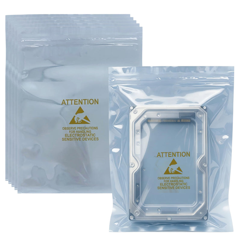 PABCK 20Pcs Large Anti Static Bag Self Seal Antistatic ESD Bag 8.3x11.8inch | Resealable ESD Shielding Bag for Motherboard HDD GPU Anti-static Marking Printed for Computer Accessories Electronic Device 8.3x11.8 inch 20