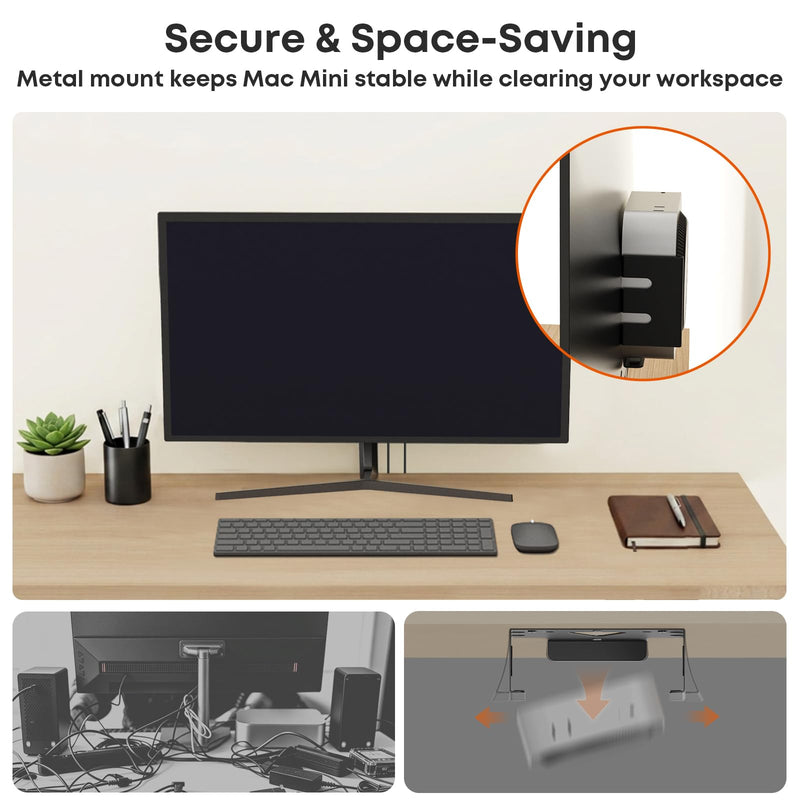 PUTORSEN Mount for Mac mini M4/M4 Pro 2024, Under Desk & VESA Mount Holder