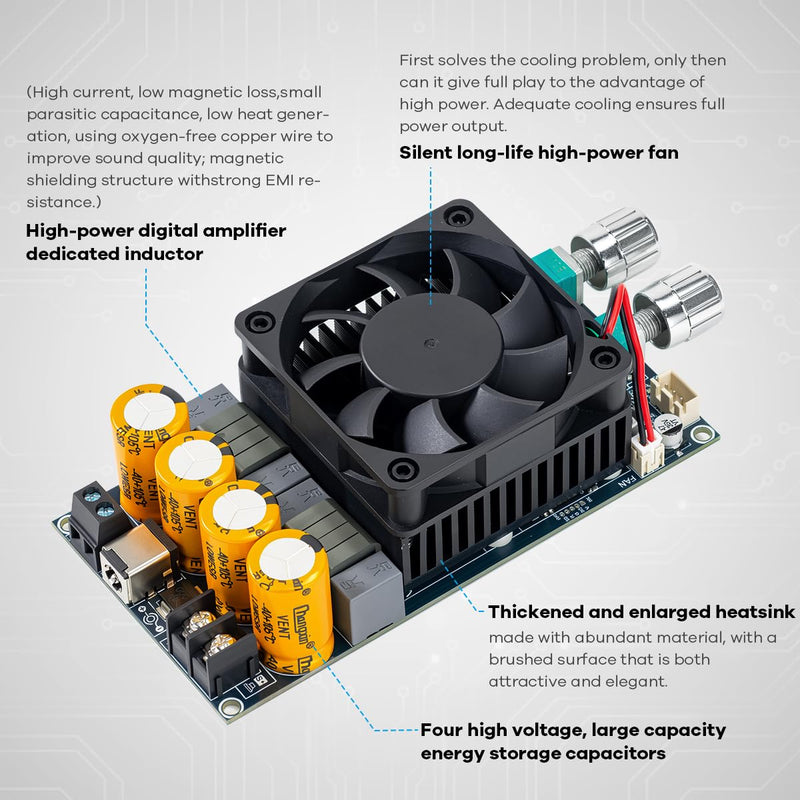 ZK-6001 600W Active Subwoofer Amplifier Board TPA3225 Mono Pure Power Amplifier with Frequency Volume Adjustment for Home Car DIY Audio System
