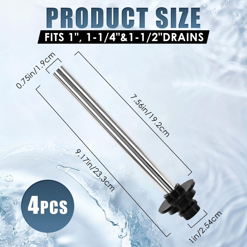 4 Pcs Universa Bar Sink Overflow Pipe, Stainless Steel Bar Sink Drain Overflow Stopper Fittings for Kitchen Commercial 1", 1-1/4", 1-1/2" Drain