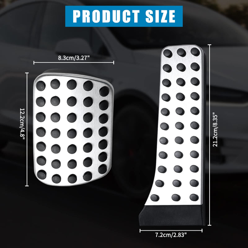 Gas & Brake Pedal Cover: Brushed Stainless Steel with Rubber Non-Slip Foot Pedals Pads Compatible with 2007-2022 Mercedes-Benz C/E/S/SL/SLK/CLS/CLC/GLE/GLS/GLK X204 Benz-2