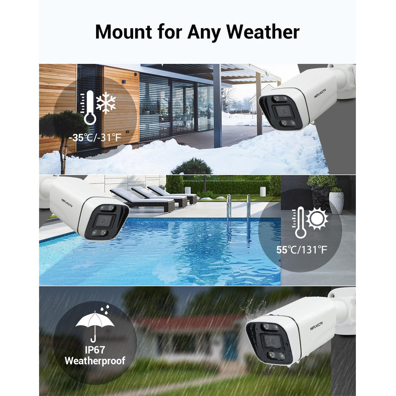 4MP POE IP Camera,Bullet Security Surveillance Wired CCTV Cameras with Human Detection One-Way Audio,Smart Color Night Vision,SD Card Slot,2.8mm Wide Angle,IP67 Waterproof Outdoor Indoor Bullet