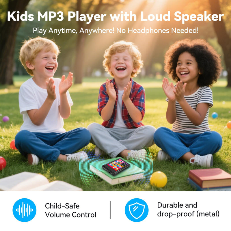MP3 Player with Bluetooth 5.4, 2.4 inch Touch Screen Music Player with Speaker, FM Radio, Voice Recording, Supports 512GB SD Card and Includes Earphones 16GB