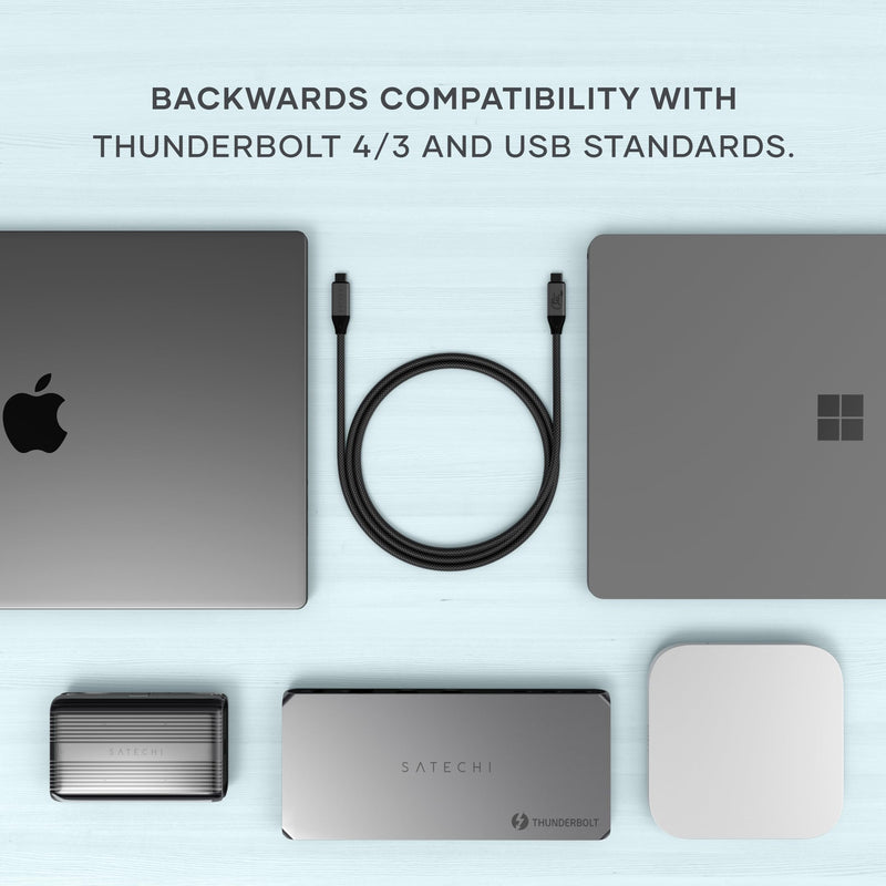 Satechi USB4 V2 Pro Cable, USB C Cable 1.2m/ 3.9ft, up to 120Gbps Data Transfer, 240W Power Delivery, 8K Display, Thunderbolt 5/4/3 Compatible, for MacBook, Windows and More