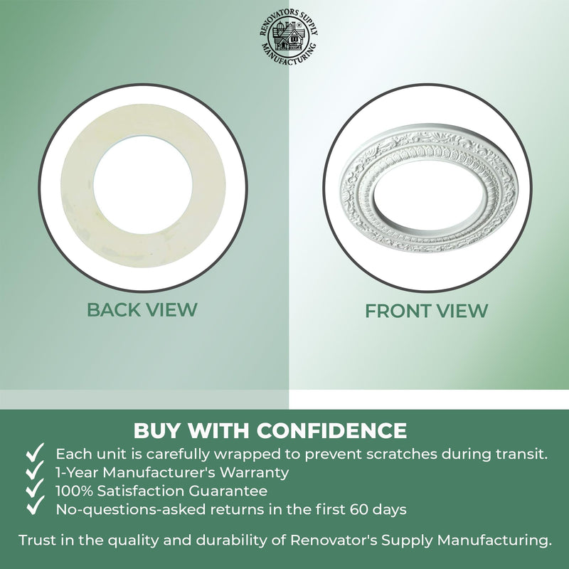 Renovators Supply Manufacturing Recessed Lighting Trim 10 in. Wide White Polyurethane Ornate Recessed Ceiling Light Trims Pack of 3 White - Rosette