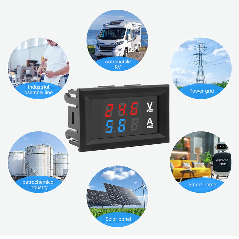 0.28" LED Voltmeter Ammeter, DC 100V 10A Amp Voltage Current Volt Amp Meter Tester, Red and Blue Dual Digital Panel