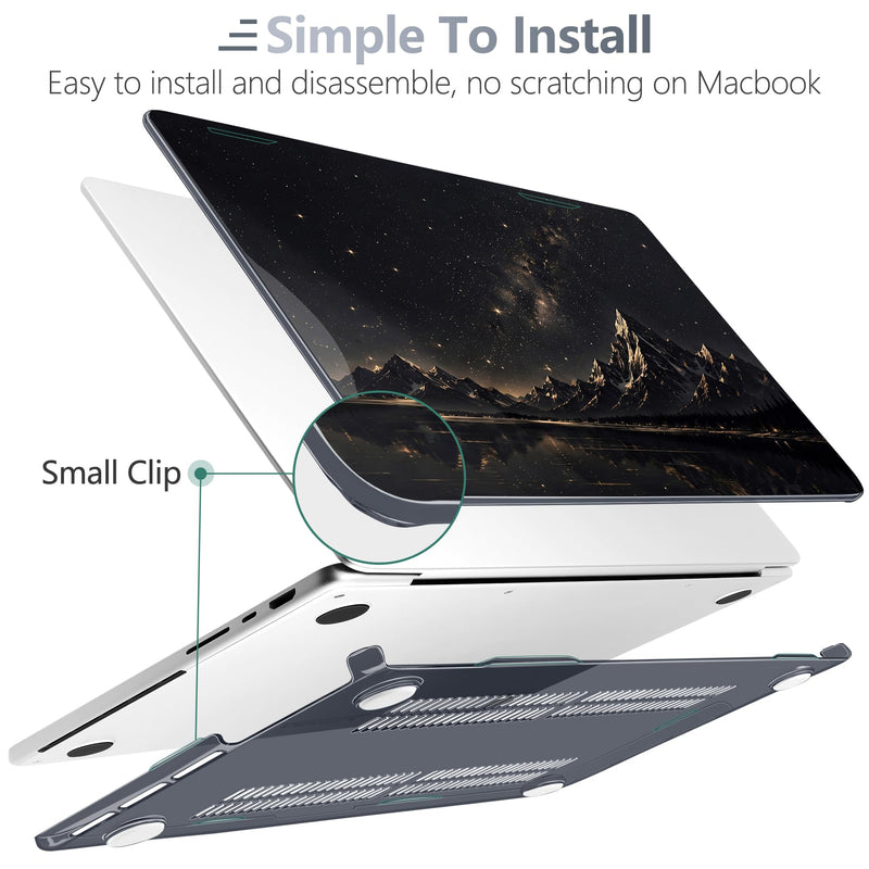 Batianda Case for MacBook Pro 14" 2026 2025-2021 Release, Starry Mountain | 4-in-1 bundle with starry mountain art, scratch-resistant slim hard shell protection for travelers and outdoor nature lovers