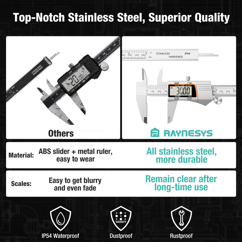 Digital Caliper 12 inch 300mm Micrometer Caliper All Stainless Steel Electronic Diameter Measuring Tool with Large LCD Screen for Household/Jewelers/DIY