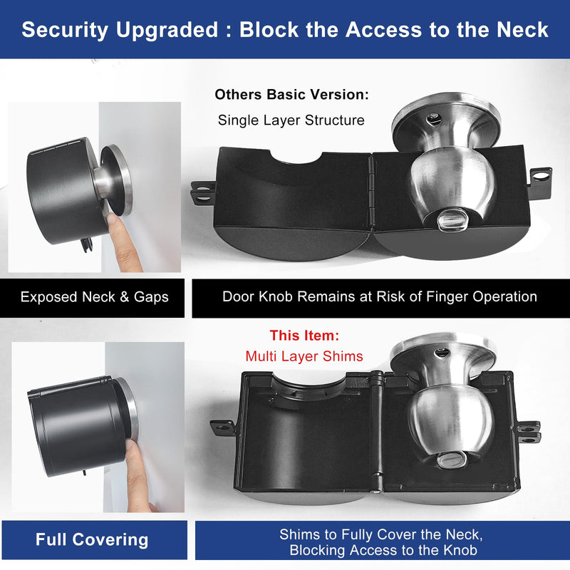 Door Knob Locking Cover with Padlock, Heavy Duty All Metal Version, Adjustable Design, Lockout Device to Disable Doorknob, Prevents Turning & Block Keyhole Access, Safety for Child/Elderly