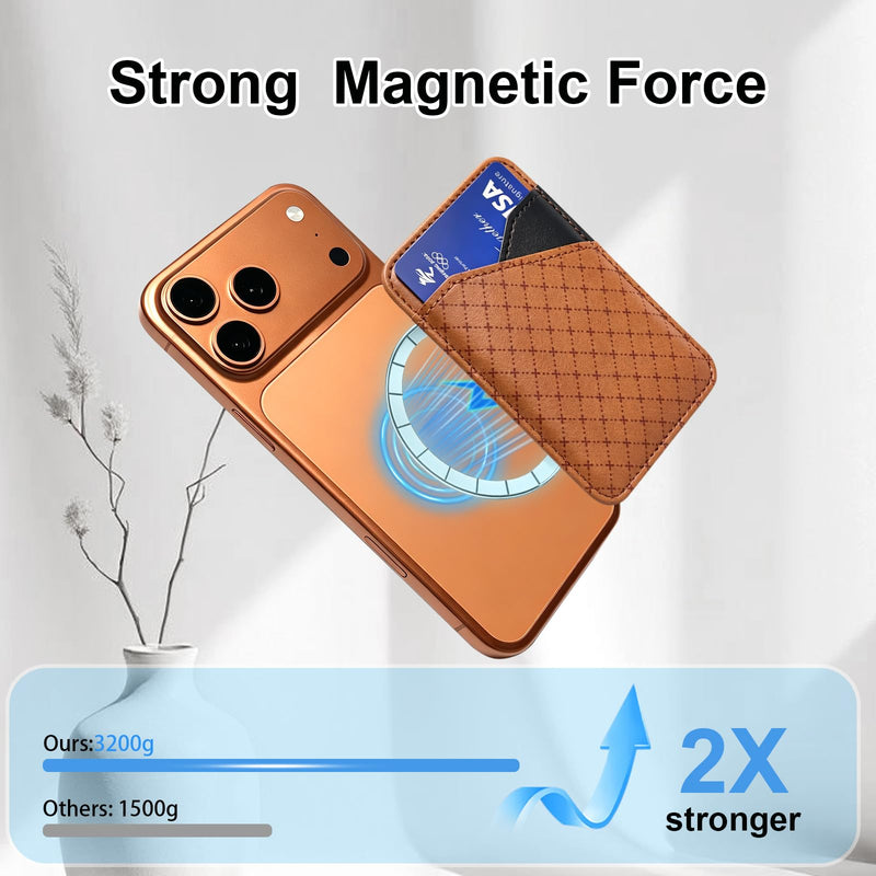 for MagSafe Wallet, Stronger Magnetic Wallet for iPhone 17/16/15/14/13/12 Pro Max Plus Air Series, 2 Card Slots, Slim Leather Phone Cards Holder (Classic Brown) Classic Brown