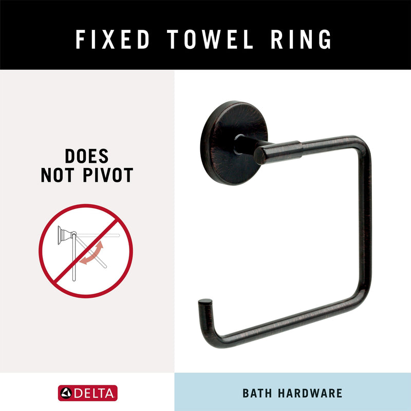 Delta Trinsic (1-Pack) Hand Towel Holder Venetian Bronze Towel Racks for Bathroom Wall Square Towel Ring Holder for Bath Towel Hanger for Kitchen, Bathroom Accessories 759460-RB