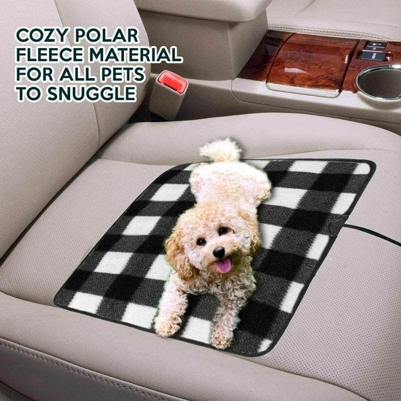 ZONETECH Black and WhitePlaid Warming Pad Cozy Warmth in Cold Weather Perfectly Sized for Comfort and Portability for Pets 1 PACK Black and White Plaid