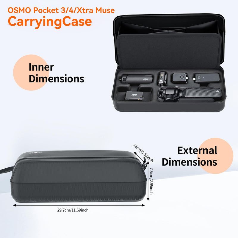 DJI Osmo Pocket 3 Carrying Case for DJI Osmo Pocket 3/4/Xtra Muse | for Creator Pocket 3 Combo Accessories, Portable Nylon Storage Protective Bag Compatible with Osmo Pocket 3 Accessories