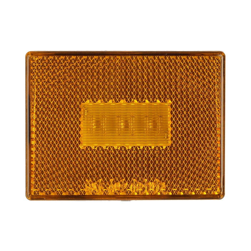 Partsam (2 Amber 3 LED Square Stud Mount Clearance Side Marker Lights Trailer Camper w reflex, 12v Led Truck Trailer Reflective Rectangular Side Clearance Marker Lights with Reflex Reflector