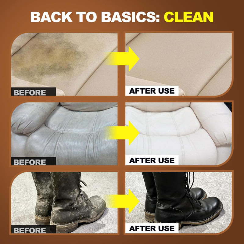Leather Cleaner and Conditioner for Couch: Complete 2-Step Care Set for Car Interior Furniture Sofa Shoes Bags & Jackets