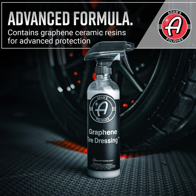 Adam's Polishes Graphene Tire Dressing - Deep Black Finish W/Graphene Non Greasy Car Detailing | Use W/Tire Applicator After Tire Cleaner & Wheel Cleaner | Ceramic Coating Like Tire Protection (16oz) 16 fl. oz