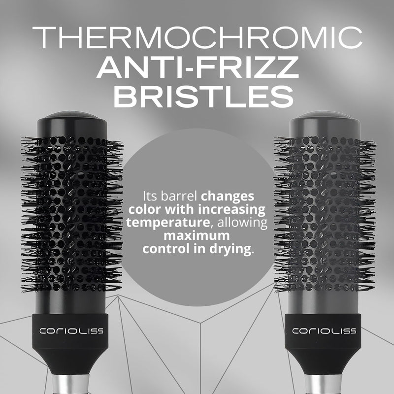 Corioliss | Hair Roller Brush for Women | Professional Hair Brush Ceramic | Ideal for Short Hair and Precise Work Styling 43 mm Black 43mm