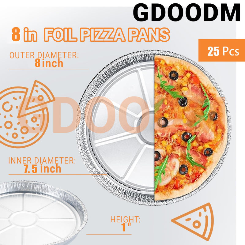 50 Pack 8 Inch Round Foil Pizza Pans, Disposable Aluminum Pizza Pans for Pizzas, Round Pizza Pan Foil Focaccia Pan, Chocolate Cookies Cake Tin, Serving Platter Tray, Freezer & Oven Safe