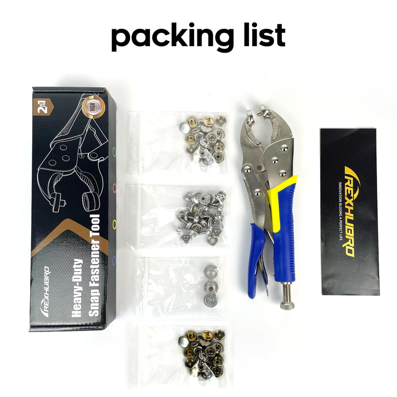 Snap Fastener Tool,Snap Tool for Boat Covers, Heavy Duty Snap Setter Pliers Canvas Snap Fasteners Kit Includes 60 Sets 15mm Stainless Snaps Blue