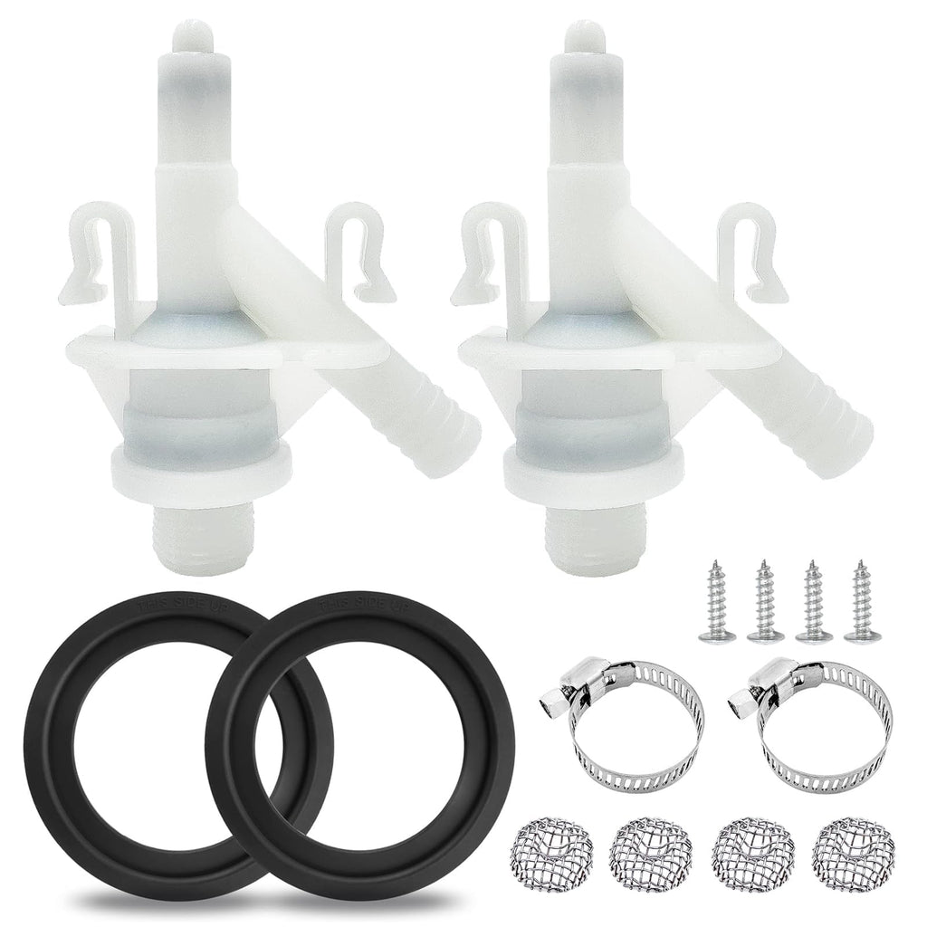 2-Pack 385311641 Water Valve Kit for Dometic Toilets Series 300, 301, 310, 311, 320, 321, Leak-Proof, with 2 PCS Toilet Flush Ball Seal, Effortless Pedal Flush Installation Kit