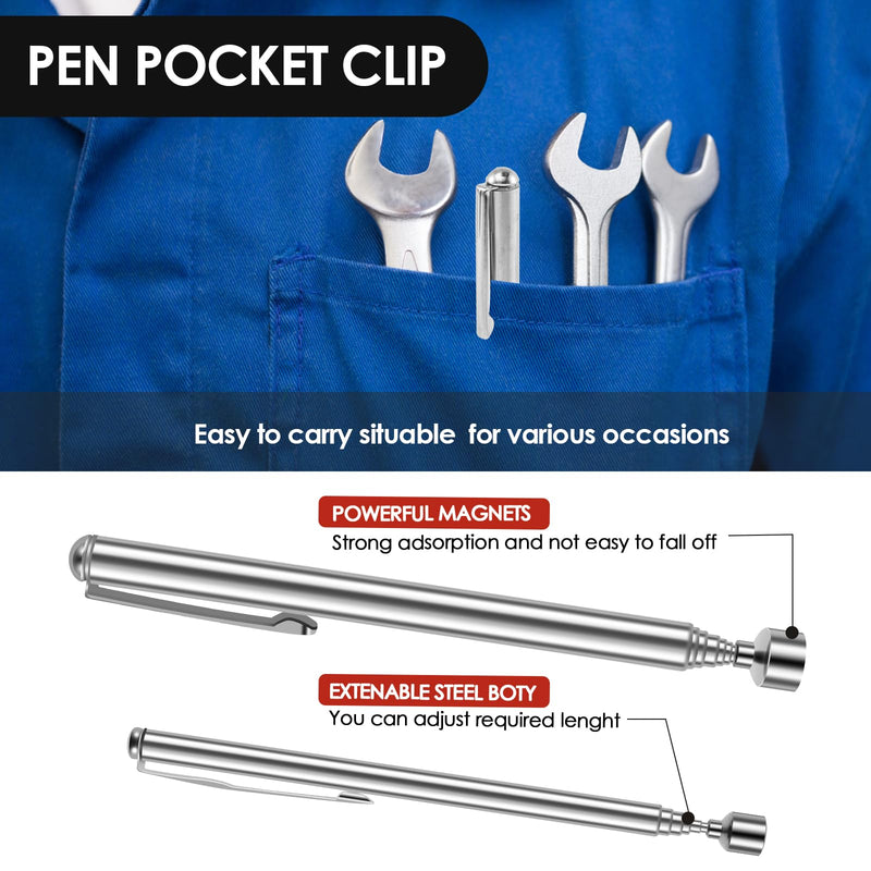 16Pcs Telescoping Magnetic Pickup Tool Set, 1.5/3/10/15 LB Extendable Magnet Stick to 30.6 in - Grab Screws Bolts Nails in Tight Spots, Stainless Steel Grabber Retrieval Tool for Mechanics & Sewing 16
