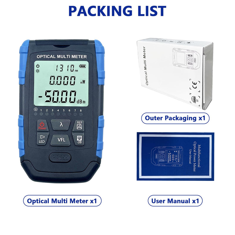 5-in-1 Fiber Optic Cable Tester, Portable Optical Power Meter with Fiber Optic Light, FC/SC/ST Universal Interface medium