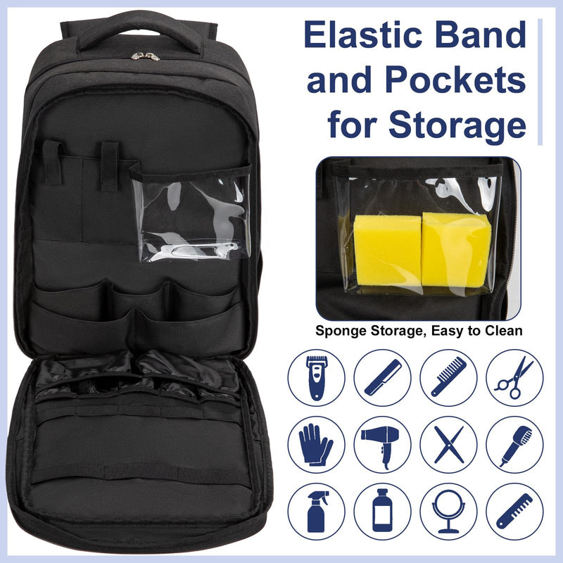 GDNasist Barber Supplies Bag, Portable Barber Backpack for Barber Accessories, Hairstylist Travel Bag for Clippers and Supplies, Clipper Bag for Hair Tools with Insulated Pocket, Black