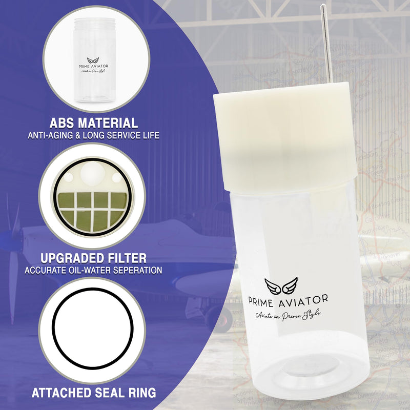 Aviation Fuel Tester with Optional Protective Jar – 12 oz AVGAS & Jet A-1 Reusable Fuel Sampler and Water Separator | Includes Removable Smell-Proof Storage Tube