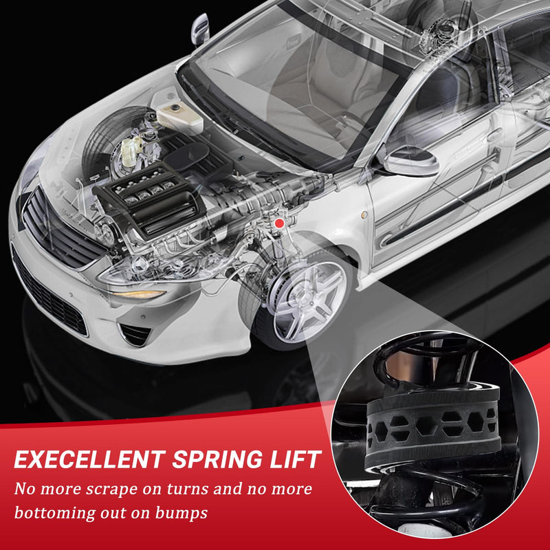 Shock Absorber Spring Rubber: Coil Spring Booster Cushion Car Bumper Buffer Power Cushion Black D Type- Pack of 2 Black-D type