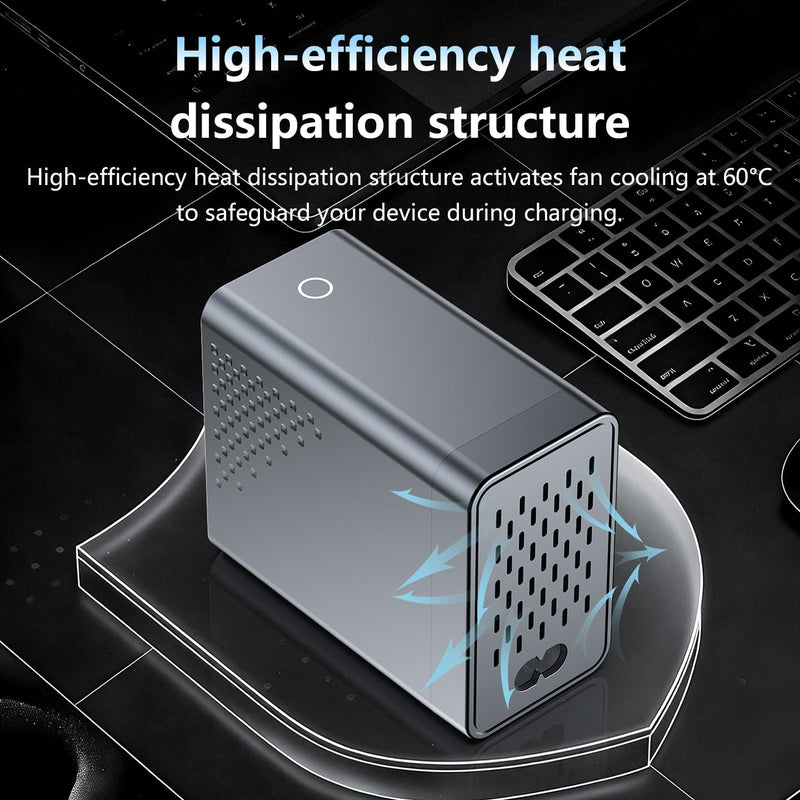 140W 6-Port GaN USB C Charging Station with LCD Smart Display | Desktop Fast Charger for Multiple Devices, Compatible with MacBook, iPhone, iPad, Galaxy, Home Office,Gaming Accessories