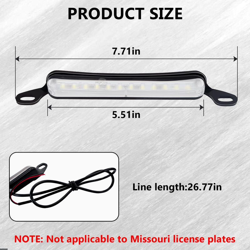 LED License Plate Light 12 V DC Universal License Plate Lights, Waterproof Tag Lamp Assembly Replacement LED Plate Light for Car Trailer UTV ATV Truck RV Boat white